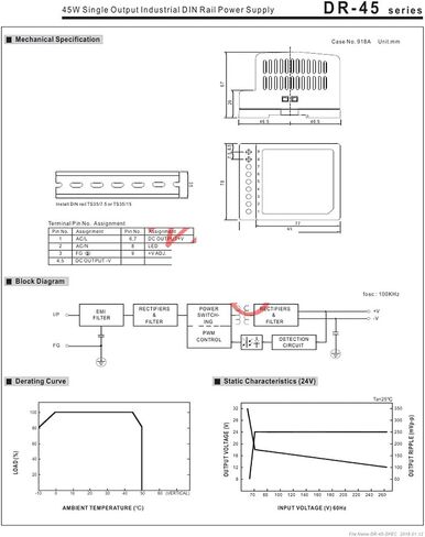 تحويل التيار الكهربائي DR-4512 نوع المسار محرك الجهد المنظم 12V3.5A دليل الصف الصناعي in Kuwait