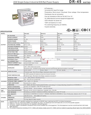 تحويل التيار الكهربائي DR-4512 نوع المسار محرك الجهد المنظم 12V3.5A دليل الصف الصناعي in Kuwait