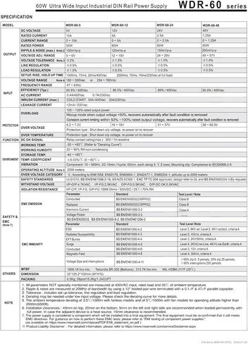 WDR-60-5 WDR-60 السكك الحديدية تحويل التيار الكهربائي دليل صناعي واسع للغاية المدخلات 5V10A50W in Kuwait