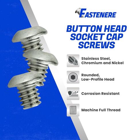 مسامير غطاء مقبس رأس زر Fastenere -1/4-20 × 1/4 بوصة، 18-8 (25 قطعة) من الفولاذ المقاوم للصدأ، ملولبة بالكامل، لمسة نهائية ساطعة، مقاومة للتآكل، خيط الآلة، سهلة التركيب مع محرك سداسي ألين in Kuwait