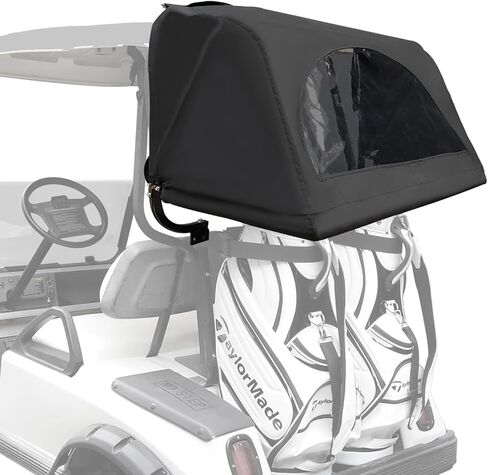 مجموعة غطاء المطر للحقيبة الخلفية العالمية مناسبة لمعظم سيارات نادي الركاب/EZGO/Yamaha، غطاء المطر الخلفي لحقيبة الجولف - أسود/أصفر in Kuwait