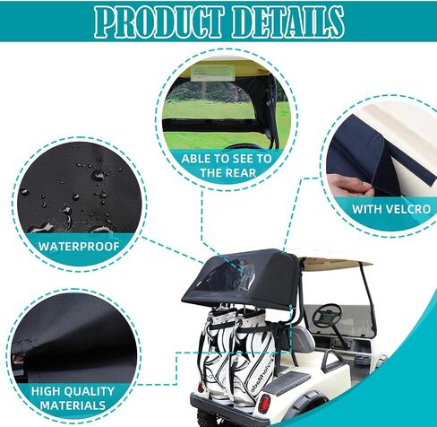 مجموعة غطاء المطر للحقيبة الخلفية العالمية مناسبة لمعظم سيارات نادي الركاب/EZGO/Yamaha، غطاء المطر الخلفي لحقيبة الجولف - أسود/أصفر in Kuwait