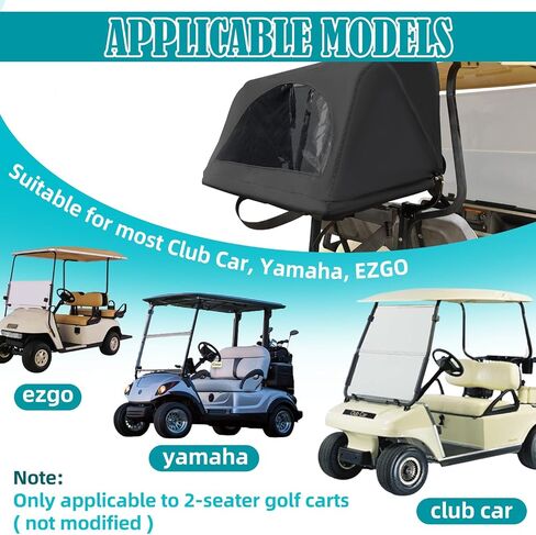 مجموعة غطاء المطر للحقيبة الخلفية العالمية مناسبة لمعظم سيارات نادي الركاب/EZGO/Yamaha، غطاء المطر الخلفي لحقيبة الجولف - أسود/أصفر in Kuwait