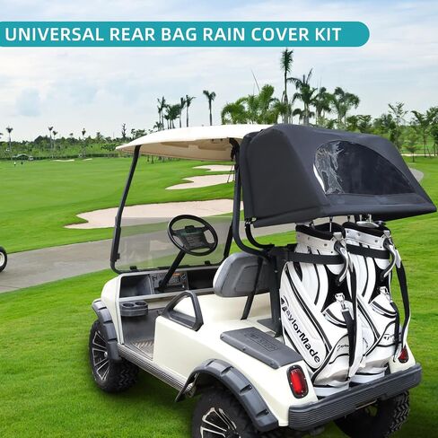 مجموعة غطاء المطر للحقيبة الخلفية العالمية مناسبة لمعظم سيارات نادي الركاب/EZGO/Yamaha، غطاء المطر الخلفي لحقيبة الجولف - أسود/أصفر in Kuwait