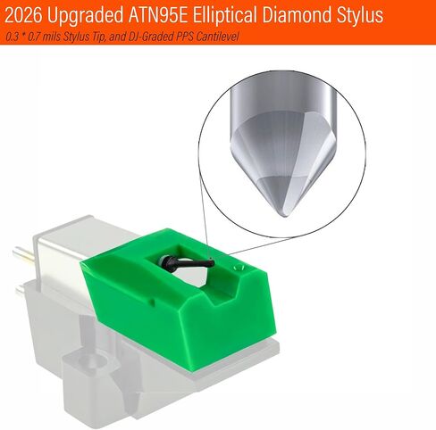 ATN95E Elliptical Diamond Record Needle Replacement Stylus for Audio-Technica AT-LP120-USB Turntables Record Player, Compatible with AT95E,AT-95,AT-93,AT-3400,AT-3401,AT-3410,AT-3450 Phono Cartridges in Kuwait