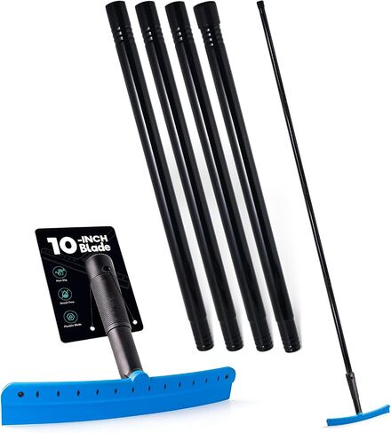 FOSHIO TPU Squeegee 10-Inch Blade with 4 Extension Poles (Extends up to 63 Inches), Anti-Slip Grip Handle Rubber Squeegee Streak-Free Cleaning for Car Windows, Shower Doors, Mirrors, Glass in Kuwait