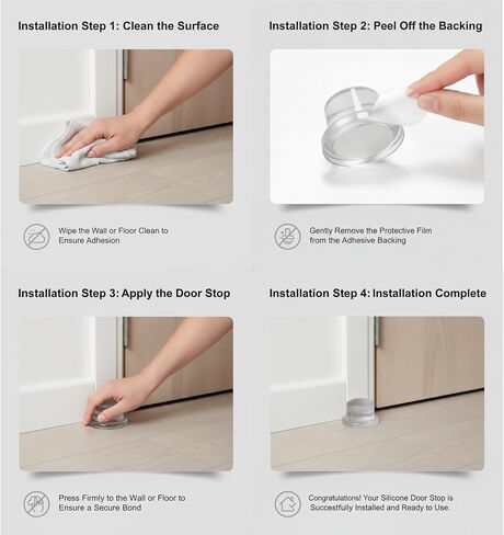 Clear Door Knob Wall Protector 2 Pack, 1.5" Silicone Wall Shield & Self-Adhesive Bumper Guard, Noise Dampening Door Stopper for Wall Protection, Discreet Furniture & Cabinet Guard in Kuwait