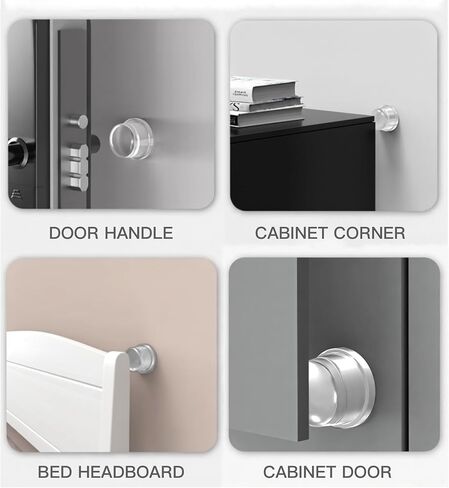 Clear Door Knob Wall Protector 2 Pack, 1.5" Silicone Wall Shield & Self-Adhesive Bumper Guard, Noise Dampening Door Stopper for Wall Protection, Discreet Furniture & Cabinet Guard in Kuwait