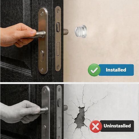 Clear Door Knob Wall Protector 2 Pack, 1.5" Silicone Wall Shield & Self-Adhesive Bumper Guard, Noise Dampening Door Stopper for Wall Protection, Discreet Furniture & Cabinet Guard in Kuwait