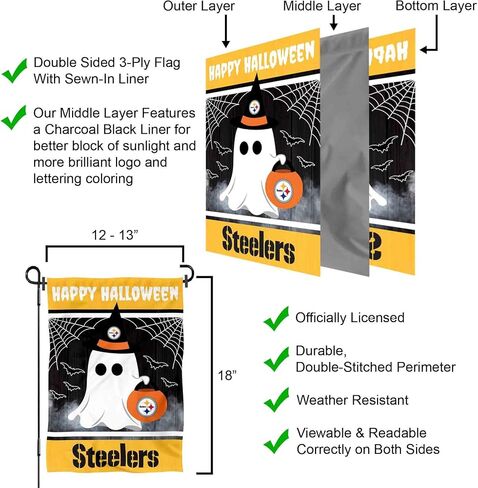Pittsburgh Steelers Happy Halloween Garden Flag Double Sided Banner in Kuwait