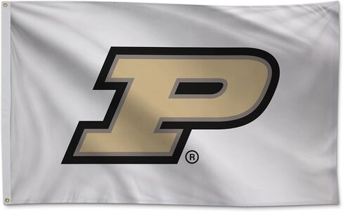 علم مطبوع من Purdue Boilermakers College Sports - مرخص من الرابطة الوطنية لرياضة الجامعات - نايلون - لافتة مدرسية (أبيض، ذهبي) (3 × 5 بوصات) in Kuwait