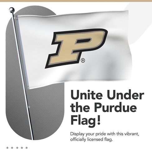 علم مطبوع من Purdue Boilermakers College Sports - مرخص من الرابطة الوطنية لرياضة الجامعات - نايلون - لافتة مدرسية (أبيض، ذهبي) (3 × 5 بوصات) in Kuwait