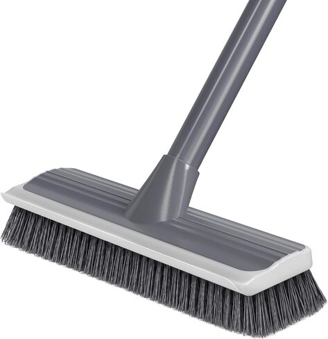 2 in 1 Floor Scrub Brush: Deck Brush with Squeegee - Long Adjustable Handle - 55'' Stiff Bristle Scrape Brush for Deck Patio Garage Shower Bathroom in Kuwait