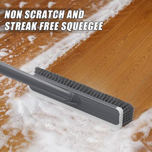 2 in 1 Floor Scrub Brush: Deck Brush with Squeegee - Long Adjustable Handle - 55'' Stiff Bristle Scrape Brush for Deck Patio Garage Shower Bathroom in Kuwait