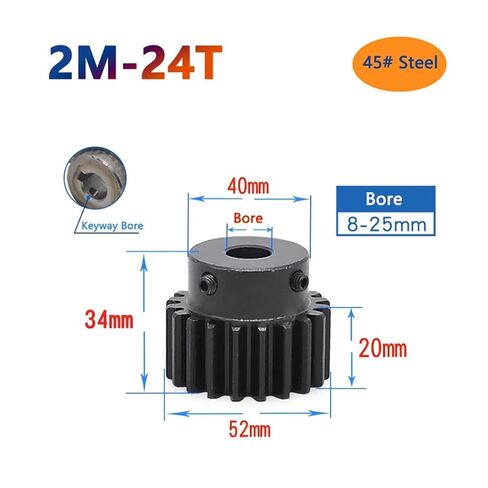 الصلب الثقيلة المحرك ترس والعتاد 24 الأسنان 2 متر الصلب نقل محرك حفز والعتاد تتحمل 8-25 مللي متر (19 مللي متر) in Kuwait