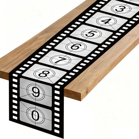 Movie Table Runner, Film Strip Reel Night Movie Polyester Fabric Kitchen Dining Table Decoration for Home Party Decoration, 13x72 Inch in Kuwait