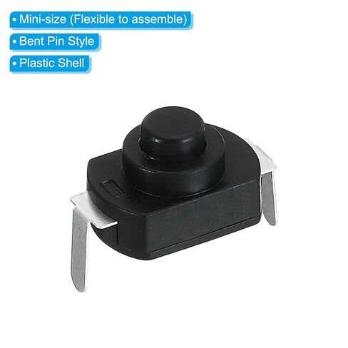 مفتاح زر ضغط من PATIKIL، 20 قطعة دبوس منحني للتشغيل/الإيقاف ذاتي القفل DC 30V 1A مفتاح تحكم دقيق لمنفذ ضوء المصباح اليدوي DIY، أسود in Kuwait