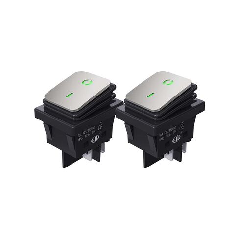 2PCS on Off 30A 250v Heavy Duty 4 pin t85 IP67 Sealed Waterproof Rocker Switch with led 12V 24V 110V 220V 380V Stainless Steel (Green, DC36V30A) in Kuwait