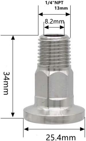 1/4 "3/8" 1/2 "3/4" 1 "-4" NPT ذكر × 0.5 "0.75" 1.5 "2" -4 "ثلاثي المشبك موصل وصلة أنابيب 304 316L الفولاذ المقاوم للصدأ (1l4-NPT-K25.4، SUS304) in Kuwait