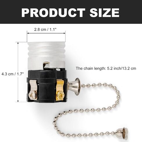 UL Listed Pull Chain Lamp Socket Replacement, E26/E27 Light Socket Interior with Pull Chain Switch, Medium Base, Lamp Repair Parts for Table Lamp and Floor Lamp, Lamp Switch Replacement,（2 Pack） in Kuwait