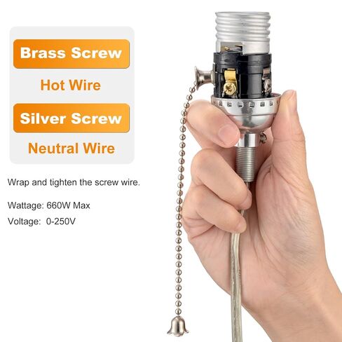 UL Listed Pull Chain Lamp Socket Replacement, E26/E27 Light Socket Interior with Pull Chain Switch, Medium Base, Lamp Repair Parts for Table Lamp and Floor Lamp, Lamp Switch Replacement,（2 Pack） in Kuwait