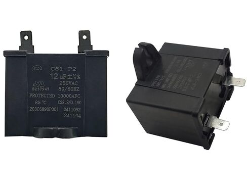 2 قطعة C61-P2 12 فائق التوهج مكثف C22-2NO-190 تشغيل مكثف للثلاجة AC مروحة غطاء محرك السيارة يستبدل WPW10662129 WR55X24064 50/60 هرتز 10000AFC 85 درجة مئوية 250VAC E237947 in Kuwait