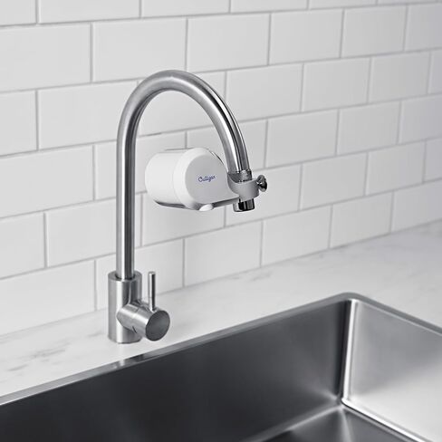 فلتر مياه مثبت على صنبور Culligan CULFMWHRF - فلتر مياه أبيض لصنبور الحوض يقلل من المواد البلاستيكية الدقيقة ويقلل الكلور، نظام ترشيح سهل التركيب لشرب الصنبور النظيف in Kuwait
