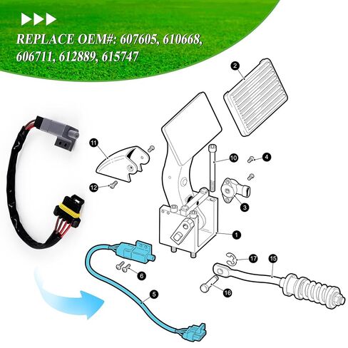 10L0L Golf Cart Accelerator & Brake Pedal Switch with Jumper Harness for EZGO RXV 2008-Up Electric Golf Cart, Replaces OEM 607605 610668 606711 612889 615747 in Kuwait