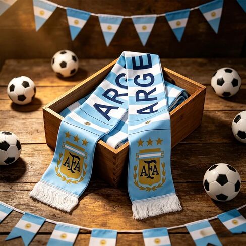 2 Pcs Soccer Fan Scarf, Soccer Fans Souvenir Polyester Double Side Print Scarf for World Soccer Matches & Game Day in Kuwait
