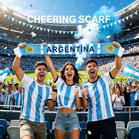 2 Pcs Soccer Fan Scarf, Soccer Fans Souvenir Polyester Double Side Print Scarf for World Soccer Matches & Game Day in Kuwait