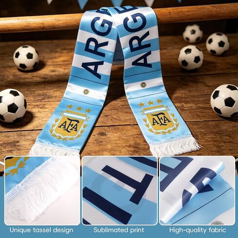 2 Pcs Soccer Fan Scarf, Soccer Fans Souvenir Polyester Double Side Print Scarf for World Soccer Matches & Game Day in Kuwait