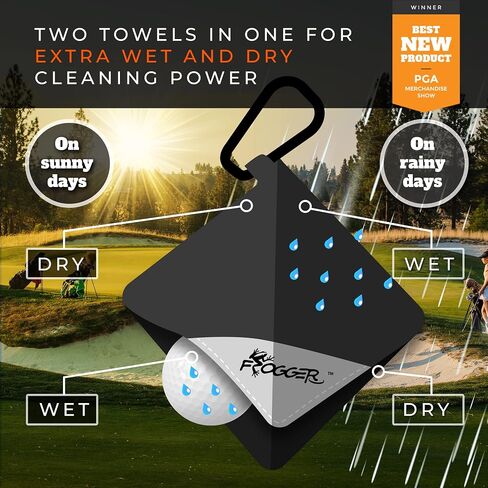 Frogger Amphibian Ball Towel & Belt Latch-It Bundle - Pocket-Sized Wet/Dry Golf Ball Towel with Belt Latch-It Accessory Attachment System, Secure & Quick Golf Gear Access for Hands-Free Management in Kuwait