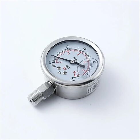1/4" NPT Base Glycerin Filled Pressure Gauge Meter -1-10Bar Stable Performance Double Scale Gauge Manometer Pressure Tester in Saudi Arabia