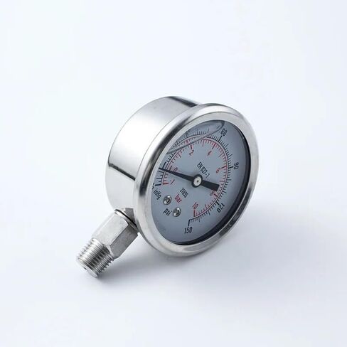 1/4" NPT Base Glycerin Filled Pressure Gauge Meter -1-10Bar Stable Performance Double Scale Gauge Manometer Pressure Tester in Saudi Arabia