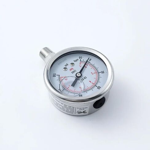 1/4" NPT Base Glycerin Filled Pressure Gauge Meter -1-10Bar Stable Performance Double Scale Gauge Manometer Pressure Tester in Saudi Arabia