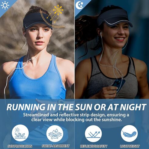 Sukeen Sports Sun Visor Women Men Lightweight Quick Dry Visor Hat with Sunglass Slots Reflective Running Tennis Golf Visor in Kuwait