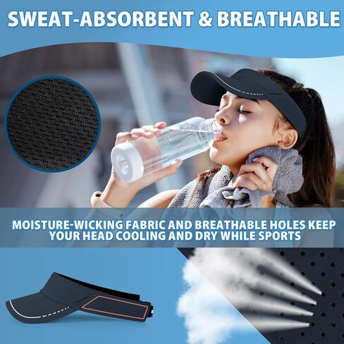 Sukeen Sports Sun Visor Women Men Lightweight Quick Dry Visor Hat with Sunglass Slots Reflective Running Tennis Golf Visor in Kuwait