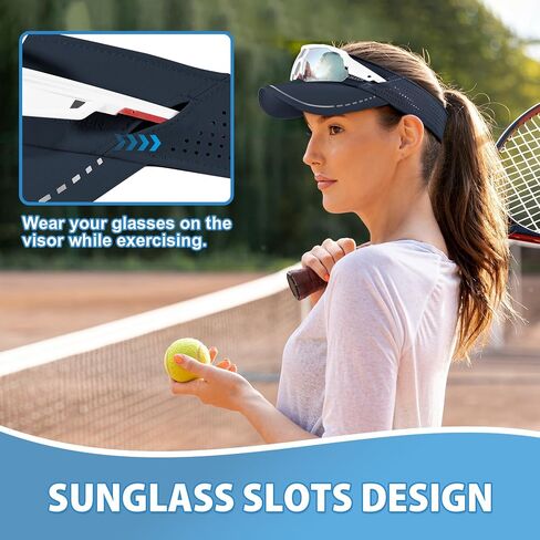 Sukeen Sports Sun Visor Women Men Lightweight Quick Dry Visor Hat with Sunglass Slots Reflective Running Tennis Golf Visor in Kuwait