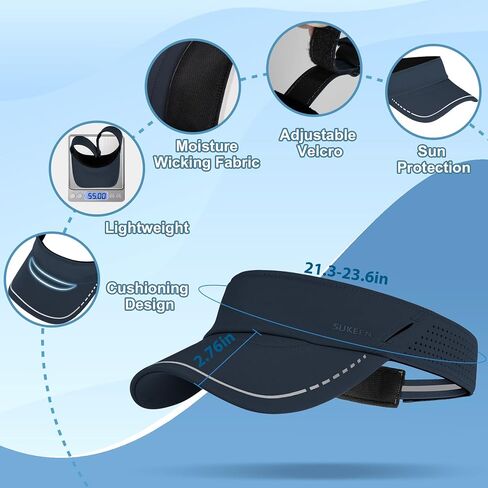 Sukeen Sports Sun Visor Women Men Lightweight Quick Dry Visor Hat with Sunglass Slots Reflective Running Tennis Golf Visor in Kuwait