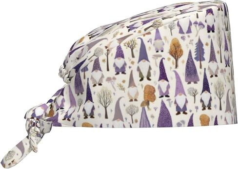 Purple Gnome Forest Print Scrub Caps Women Men, Nurse Cap Surgical Caps Scrub Hats for Women Men, Adjustable Working Cap with Sweatband in Kuwait