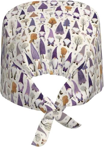 Purple Gnome Forest Print Scrub Caps Women Men, Nurse Cap Surgical Caps Scrub Hats for Women Men, Adjustable Working Cap with Sweatband in Kuwait