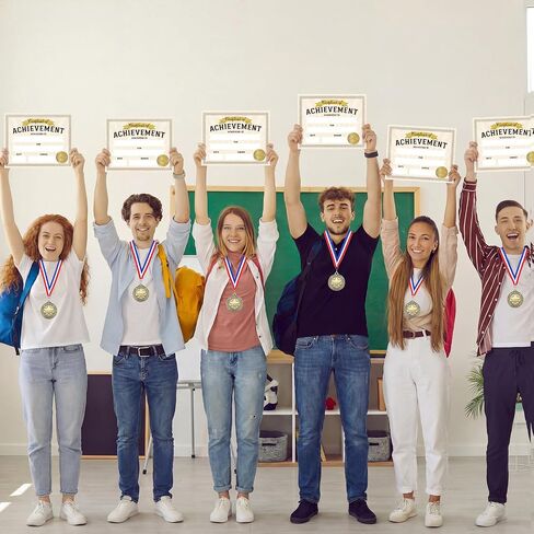 12 مجموعة من ميداليات الجوائز مقاس 2 بوصة مع أشرطة للرقبة، ميداليات الفائز البرونزية مع شهادة الإنجاز، ملصقات ذهبية منقوشة، مجموعات هدايا لجوائز البطولات والمسابقات وطلاب الحفلات in Kuwait