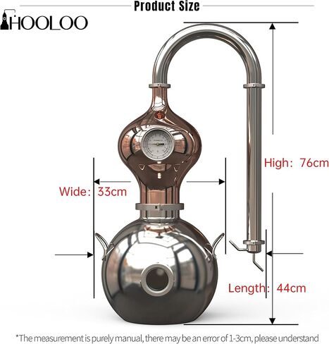 HOOLOO D15 3Gal الكحول لا يزال من الضروري النفط مجموعة صنع النبيذ المقطر | معدات التقطير المنزلية، لقطات ثابتة لتقطير لغو القمر، الهيدروسول، الزيت العطري، ماسورة النحاس، ماسورة الإنبيك، ماسورة الويسكي in Kuwait