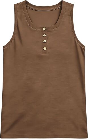 HGps8w Henley Neck Tank Tops for Women Summer Loose Crewneck Sleeveless Going Out Casual Workout T-Shirts in Kuwait
