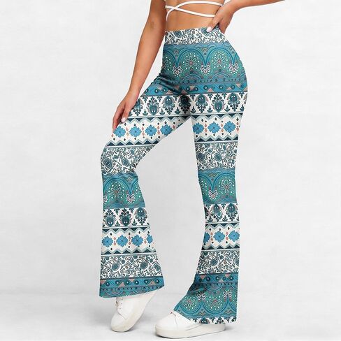 NATHGAM Flare Leggings for Women High Waist Butt Lifting Tummy Control Floral Print Workout Yoga Pants Gym Fitness Tights in Kuwait