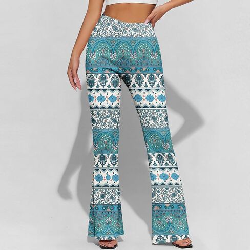 NATHGAM Flare Leggings for Women High Waist Butt Lifting Tummy Control Floral Print Workout Yoga Pants Gym Fitness Tights in Kuwait