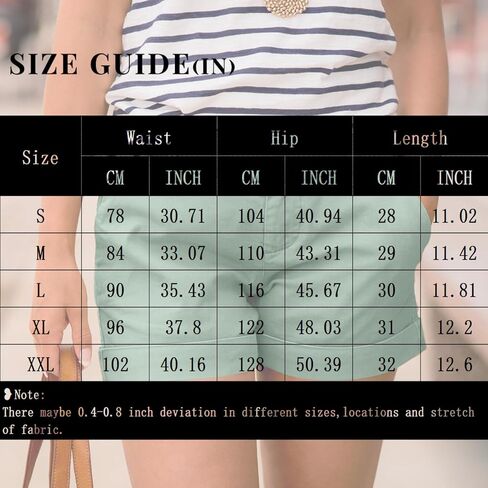 Women’s Casual Cotton Rolled Hem Shorts with Belt Loops and Front Pockets for Everyday Wear in Kuwait