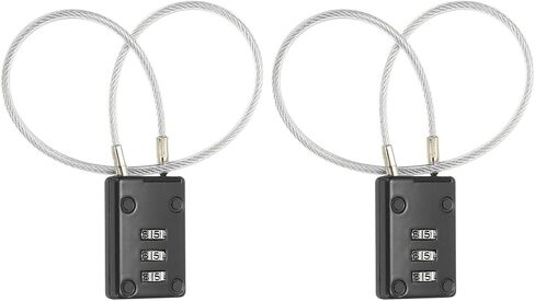 PATIKIL 3 Digit Cable Combination Lock, 2 Pcs Cable Lock with Combination 11.8" Steel Rope for Gym Bikes Cabinets Wardrobes Small Fences, Black in Kuwait