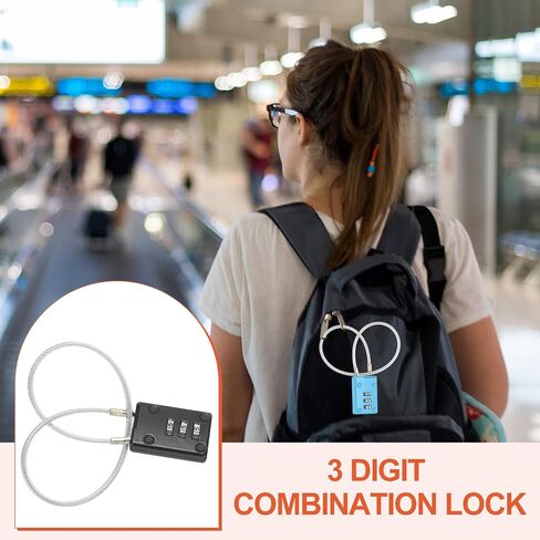 PATIKIL 3 Digit Cable Combination Lock, 2 Pcs Cable Lock with Combination 11.8" Steel Rope for Gym Bikes Cabinets Wardrobes Small Fences, Black in Kuwait