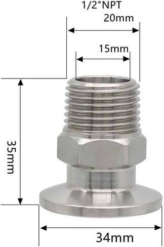 1/4 "3/8" 1/2 "3/4" 1 "-4" NPT ذكر × 0.5 "0.75" 1.5 "2" -4 "ثلاثي المشبك موصل وصلة أنابيب 304 316L الفولاذ المقاوم للصدأ (1l2-NPT-K34، SUS304) in Kuwait